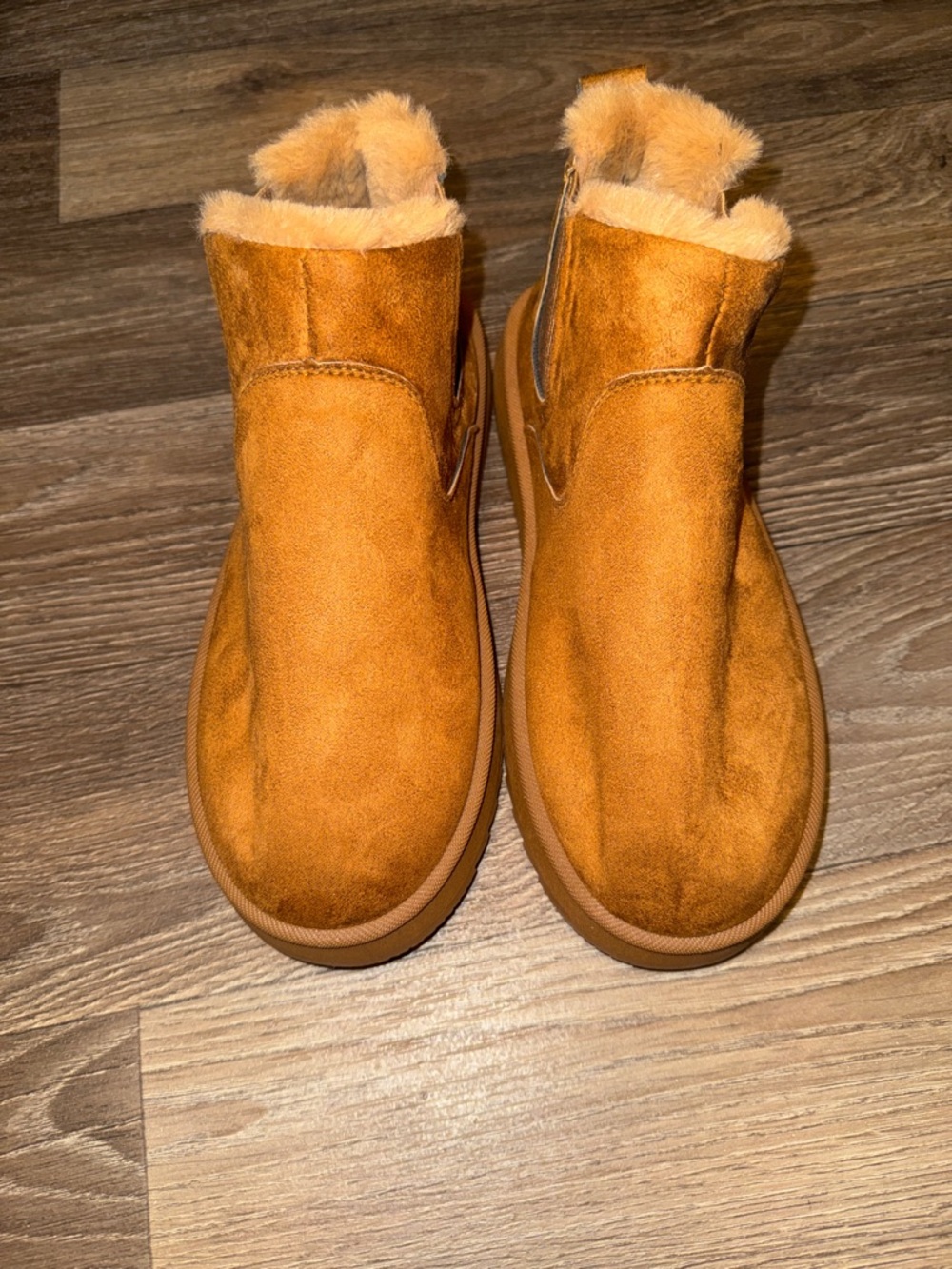 Xhilaration Chestnut Faux Fur Chelsea Boots- Cozy Slip Ons